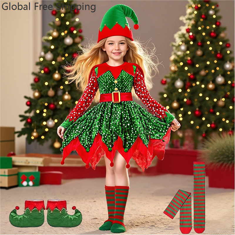 Girls Christmas Costume Set Sa - Elf Costume Christmas ulasan dan harga