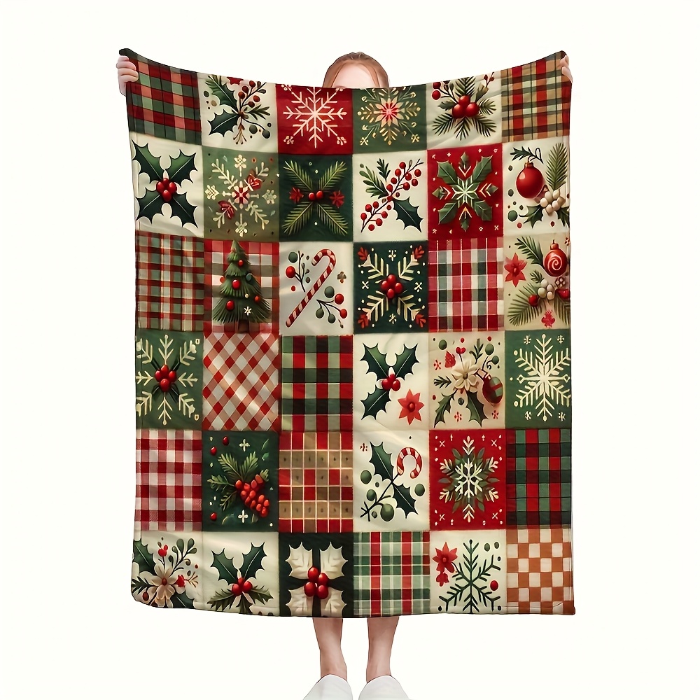 Festive Patchwork Throw Blanke - Christmas Throw Blanket ulasan dan harga
