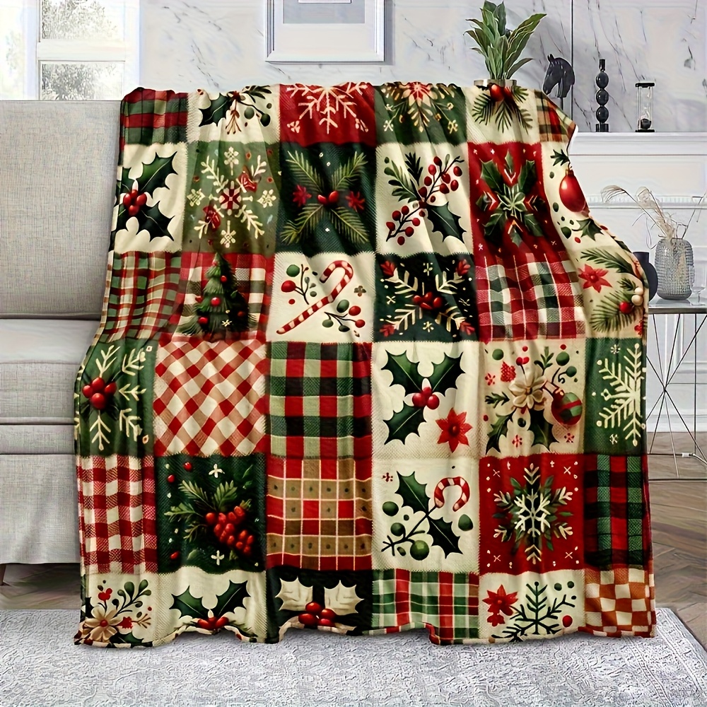 Festive Patchwork Throw Blanke - Christmas Throw Blanket ulasan dan harga