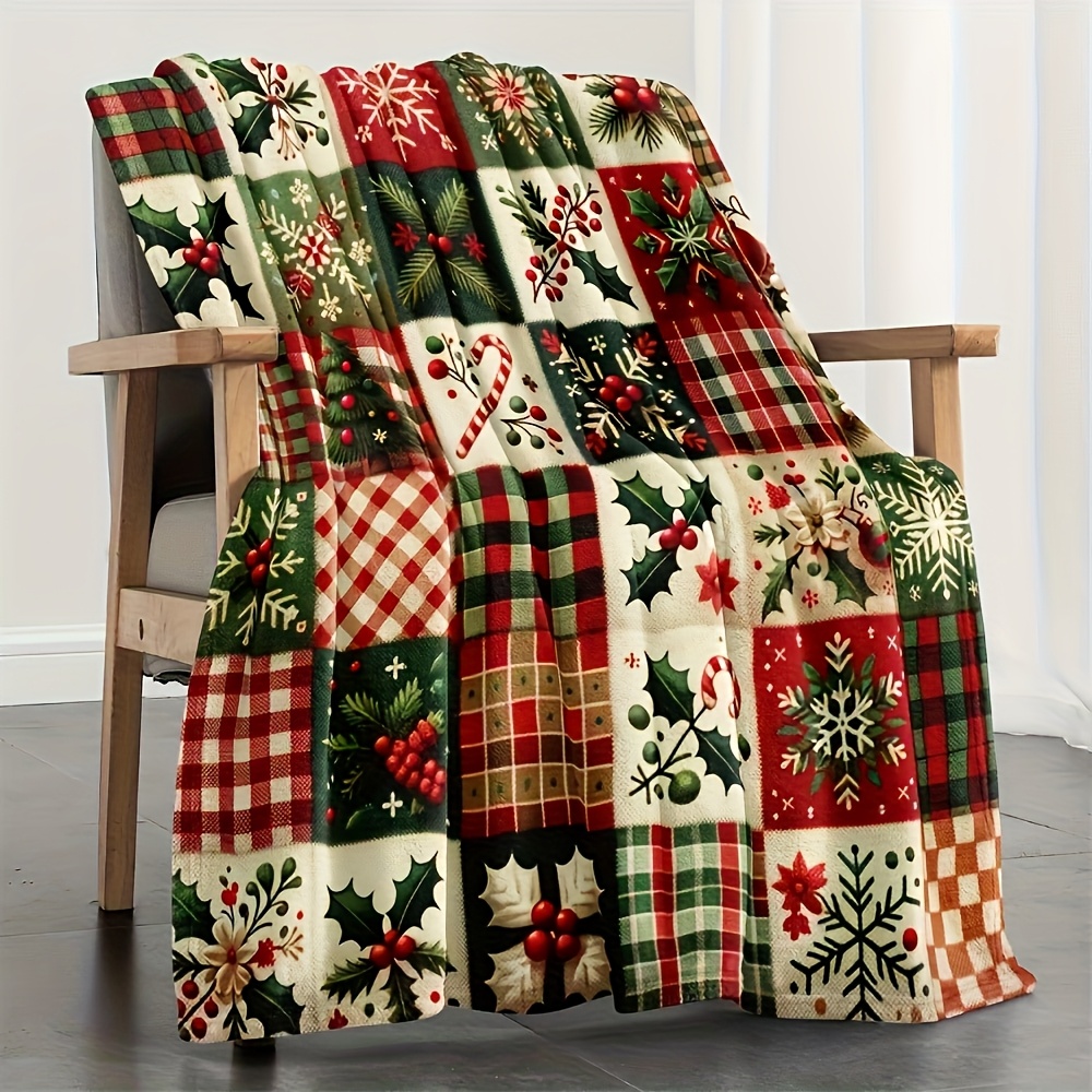 Festive Patchwork Throw Blanke - Christmas Throw Blanket ulasan dan harga