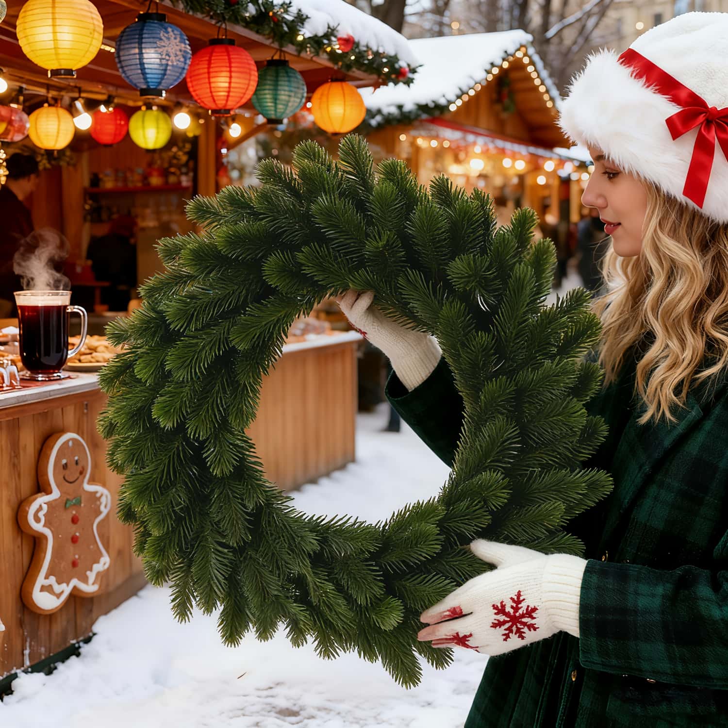 1pc Artificial Christmas Wreat - Christmas Wreath Fake ulasan dan harga