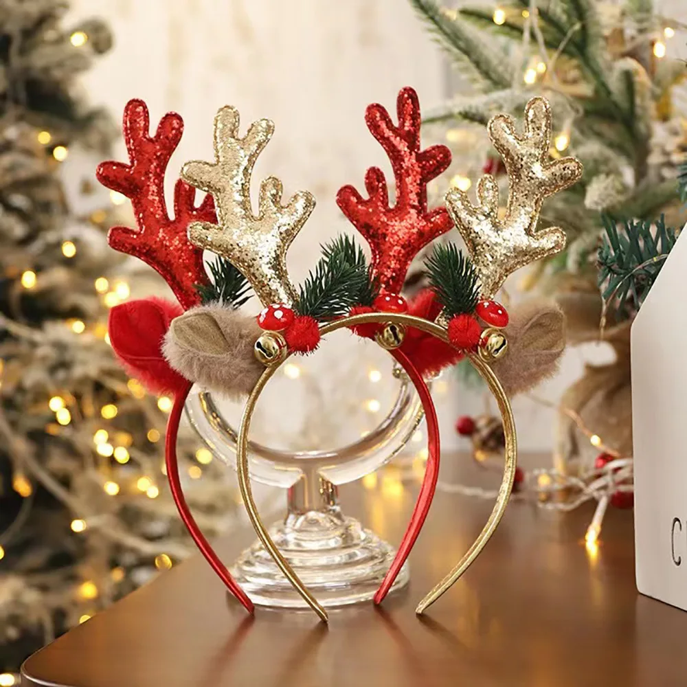 ！Christmas Glitter Deer Antler - Reindeer Antlers Headband ulasan dan harga