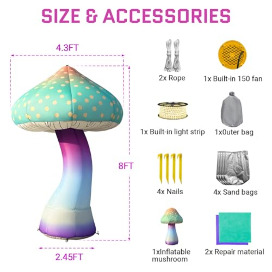 8Feet Giant Inflatable Mushroo - Christmas Lights Outdoor ulasan dan harga