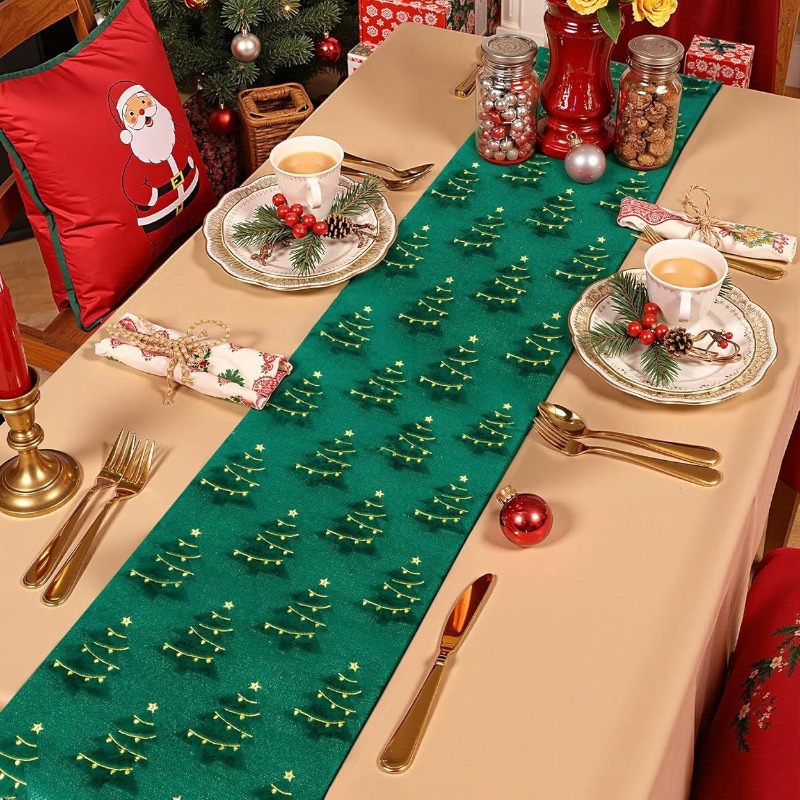 Green Christmas Table Runner w - Christmas Table Runner ulasan dan harga