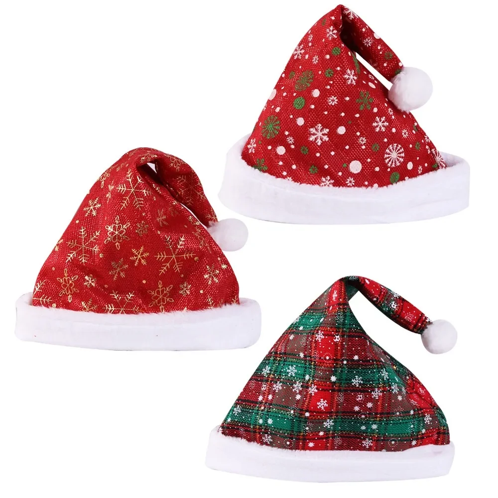 Thick Christmas Hat Red Checke - Santa Hat Plush ulasan dan harga
