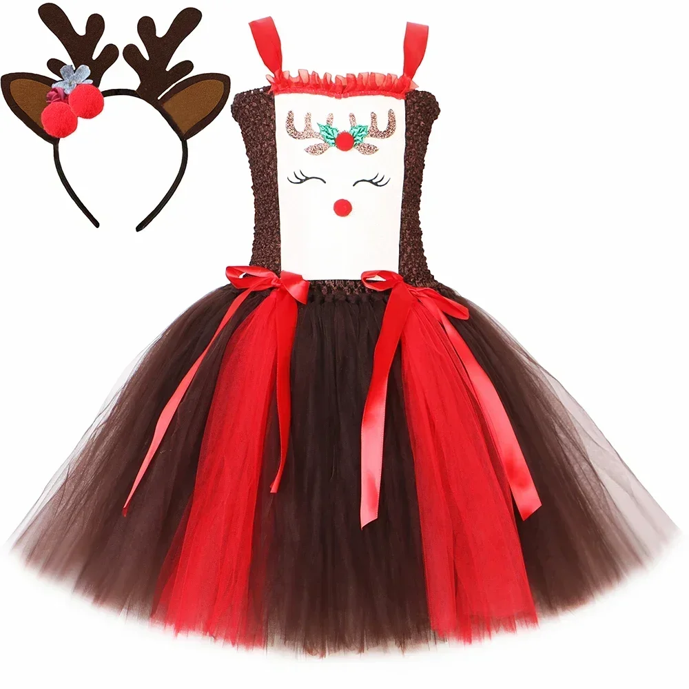 Christmas Party Tutu Dress Rud - Reindeer Antlers Headband ulasan dan harga