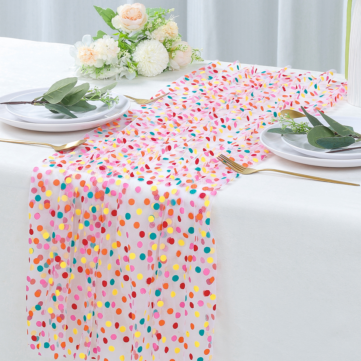 Colorful Dot Gauze Table Runne - Christmas Table Runner ulasan dan harga