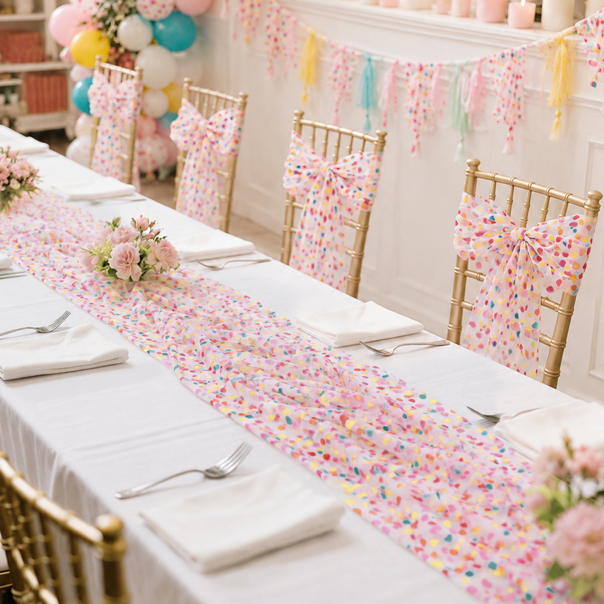 Colorful Dot Gauze Table Runne - Christmas Table Runner ulasan dan harga